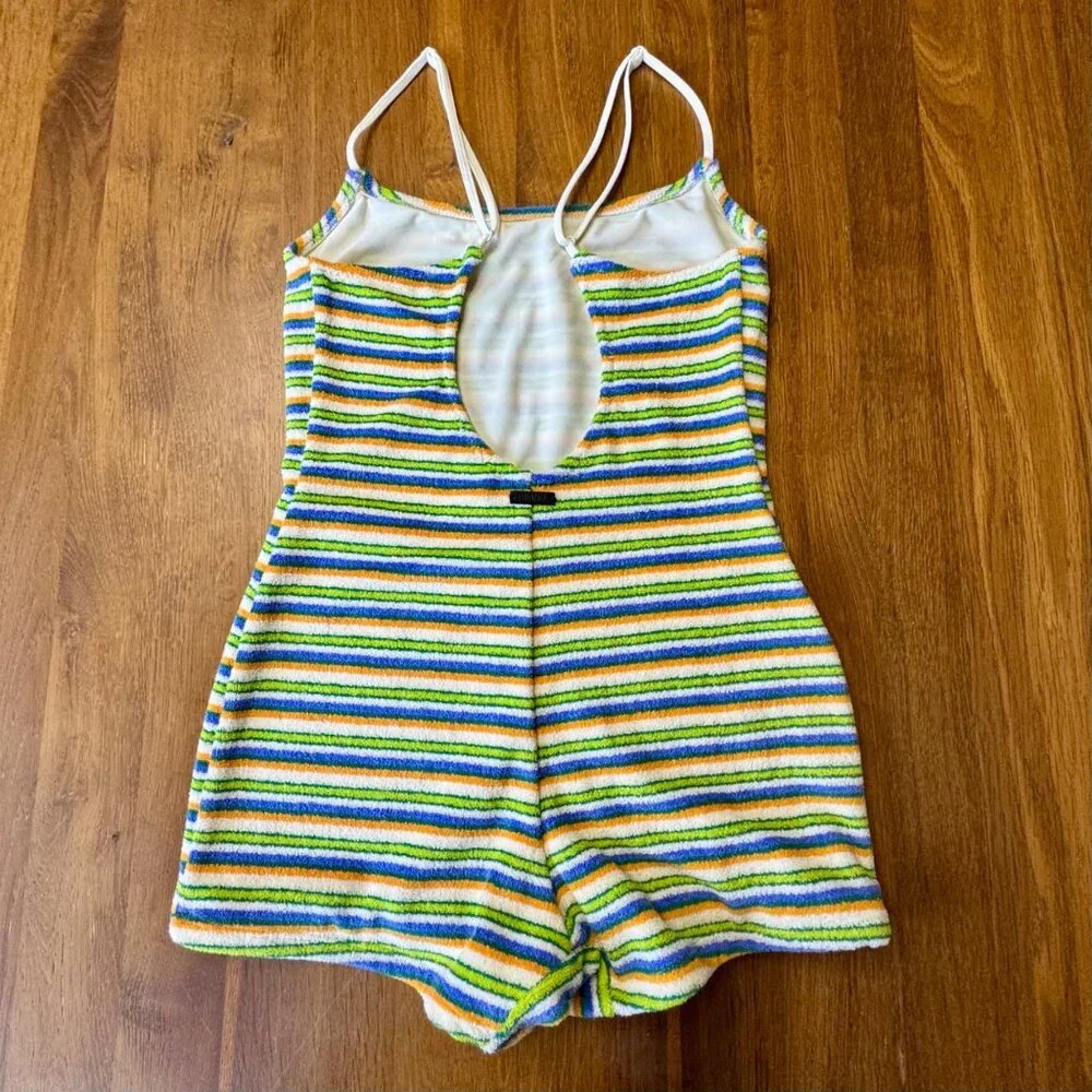 TRIANGL Retro Stripe Playsuit Womens XXS NEW Terry Cloth Swimsuit Coco Popi NWT - Picture 3 of 13